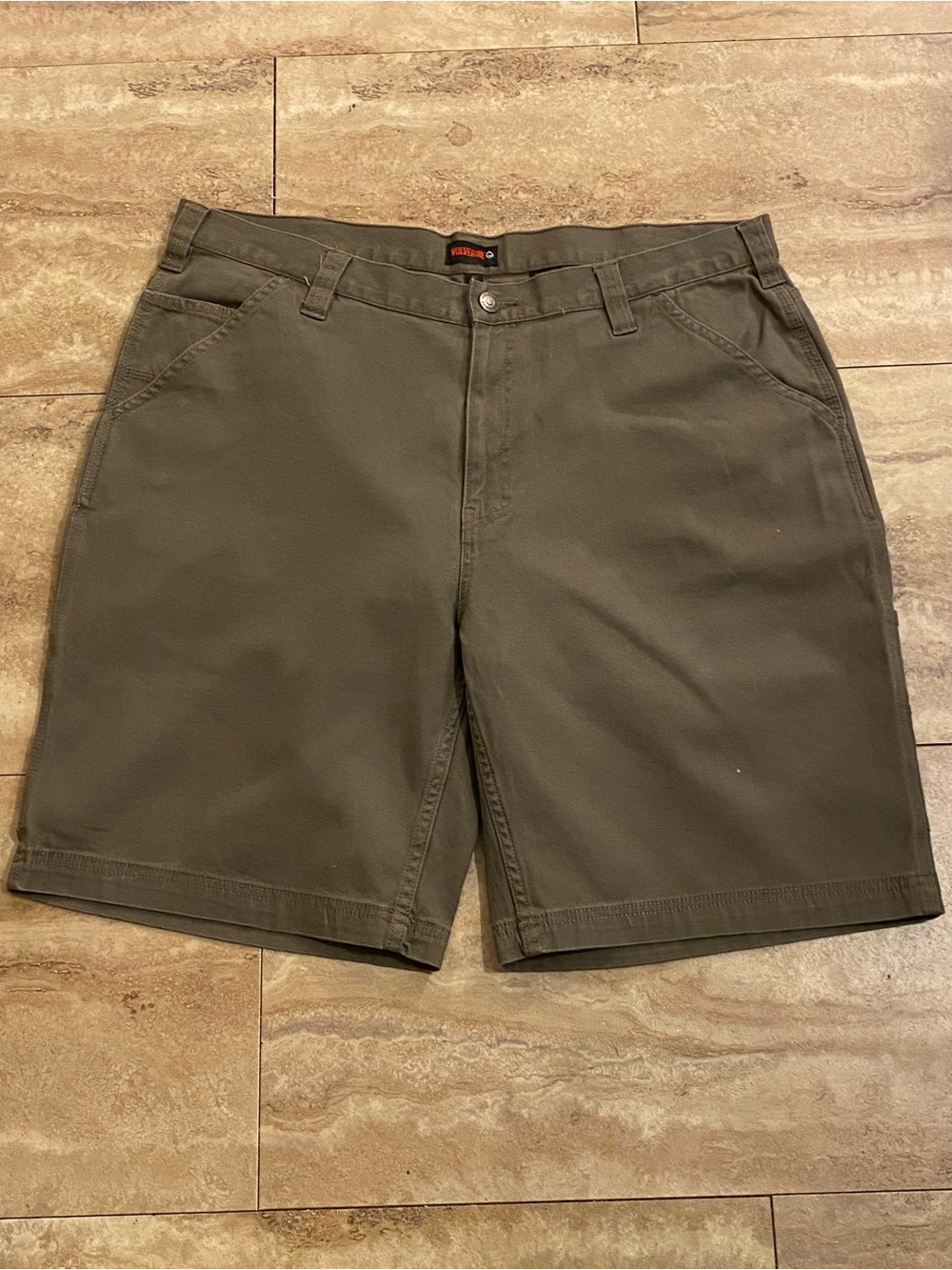 Wolverine Olive Green Cargo Flat-Front Men's Shorts